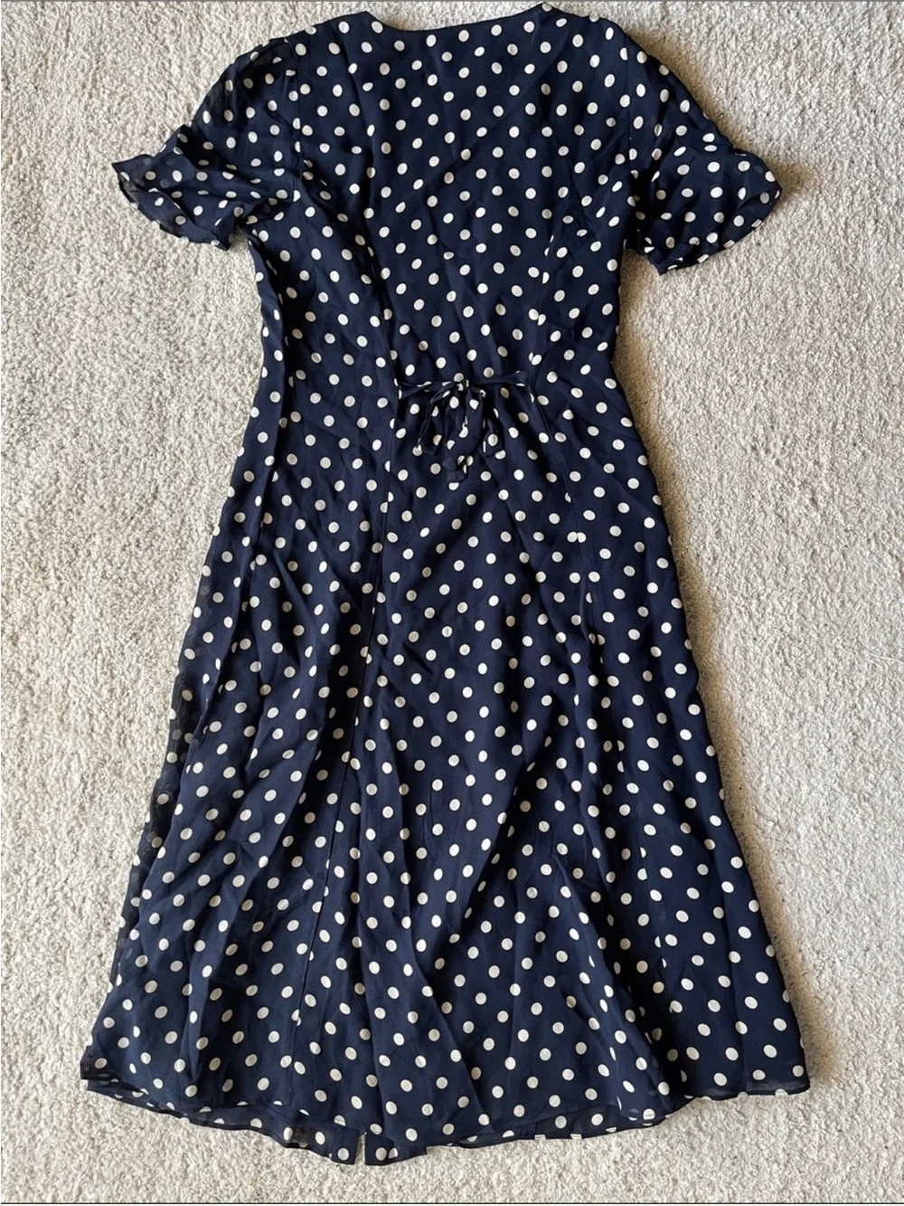 Reformation Lise Midi Dress in Polka Dot Blue White - Picture 4 of 10